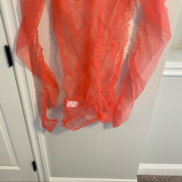 Molly Goddard Hot Pink Mesh Nylon Organza Long Sleeve Mini Dress Small - Picture 7 of 16